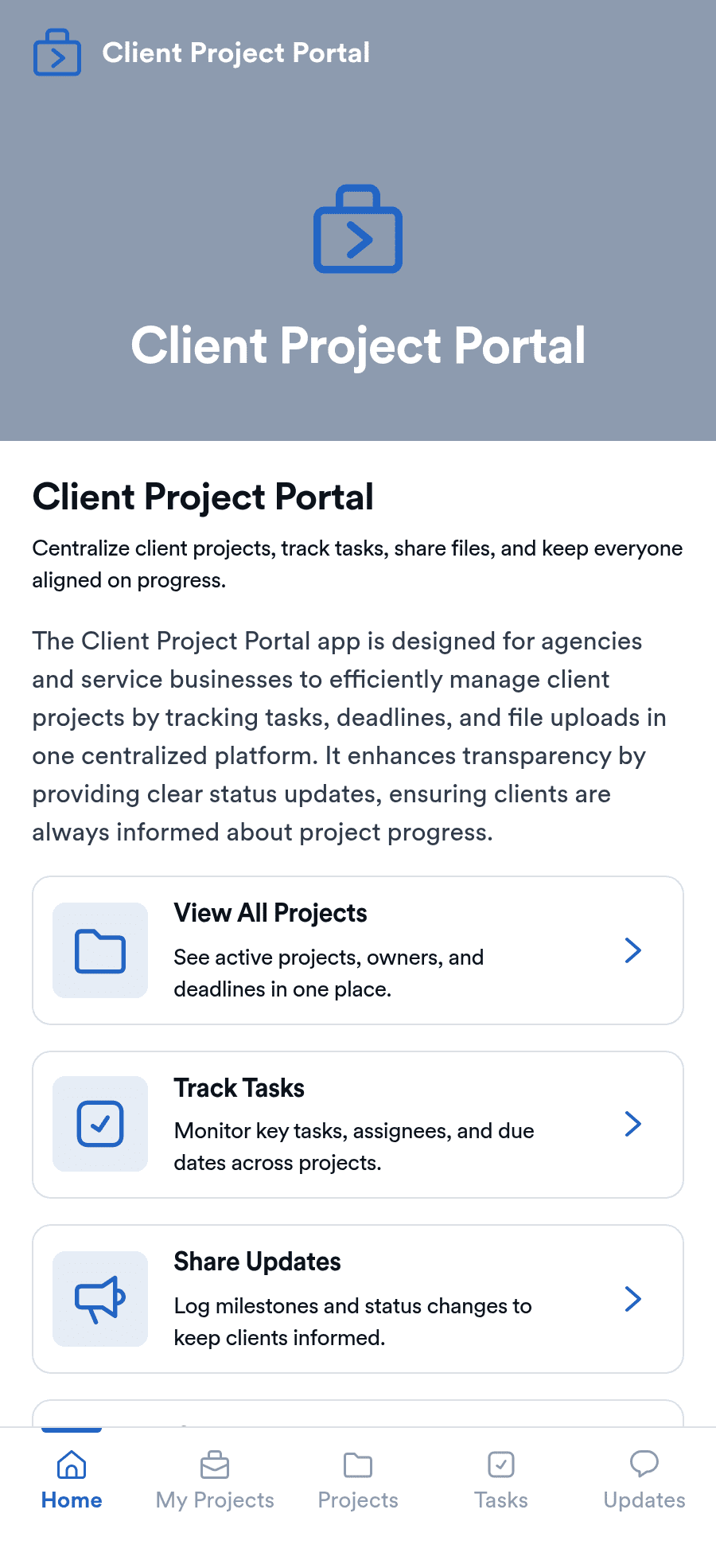 Client Project Portal App Template | Jotform