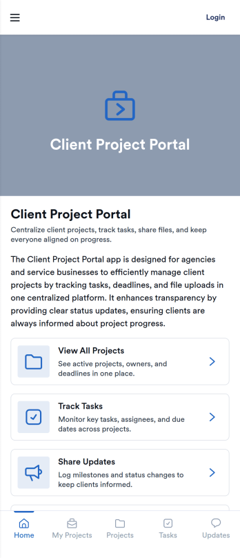 Client Project Portal App Template