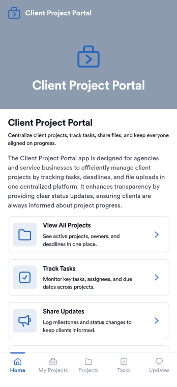 Client Project Portal App Template