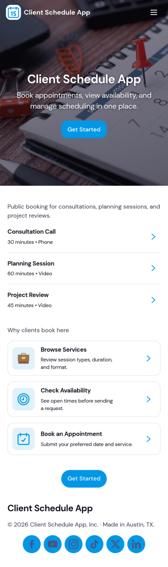 Client Schedule App Template