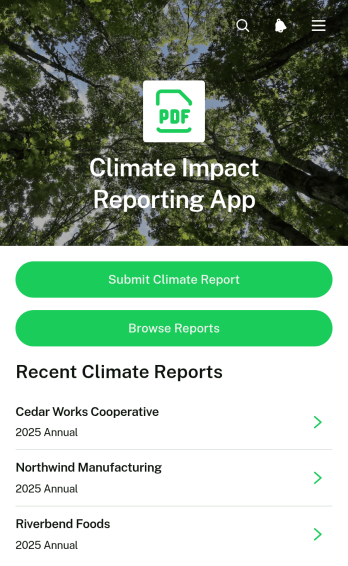 Climate Impact Reporting App Template