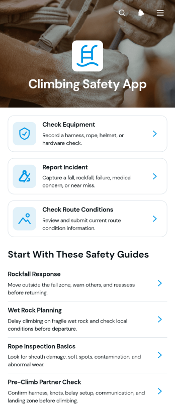 Climbing Safety App Template