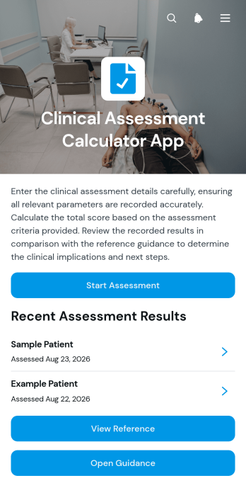 Clinical Assessment Calculator App Template
