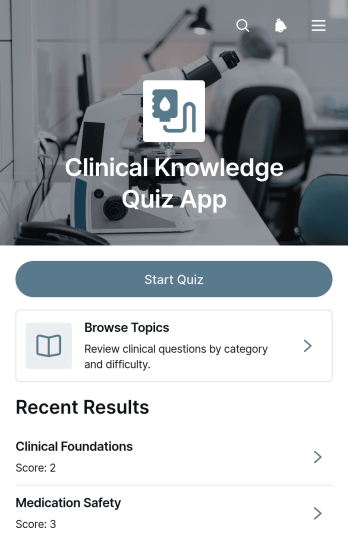 Clinical Knowledge Quiz App Template