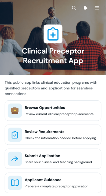 Clinical Preceptor Recruitment App Template