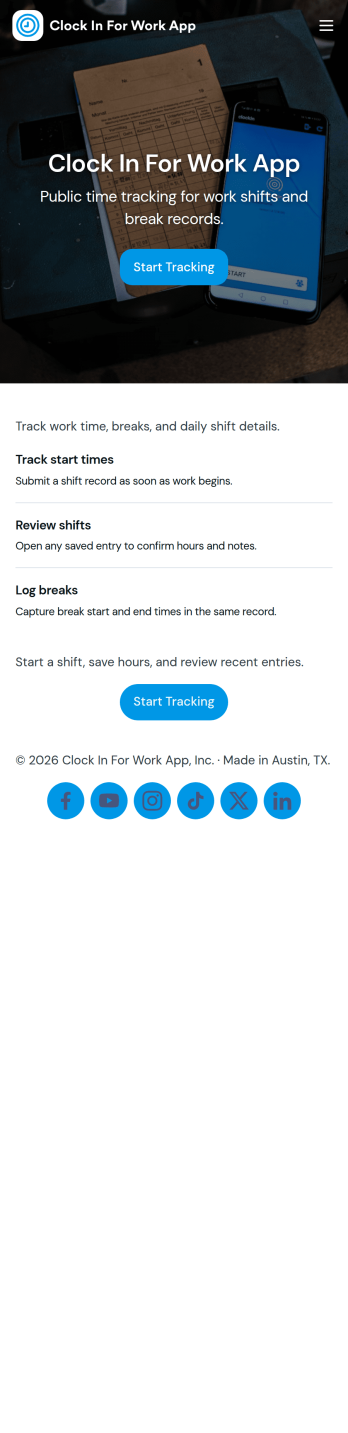 Clock In for Work App Template