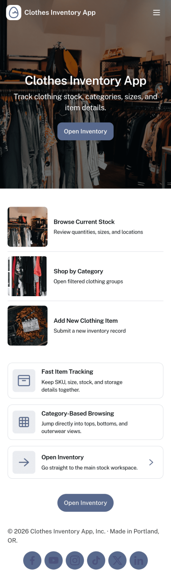 Clothes Inventory App Template