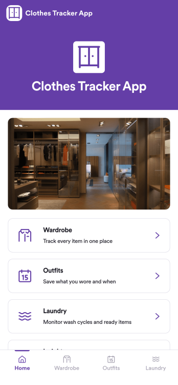 Clothes Tracker App Template