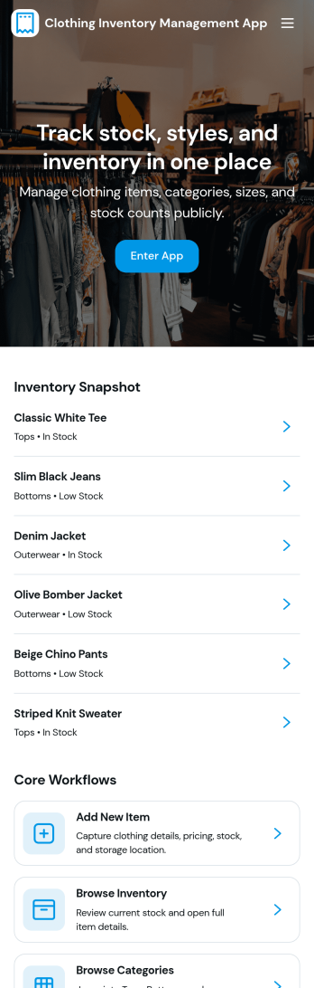 Clothing Inventory Management App Template