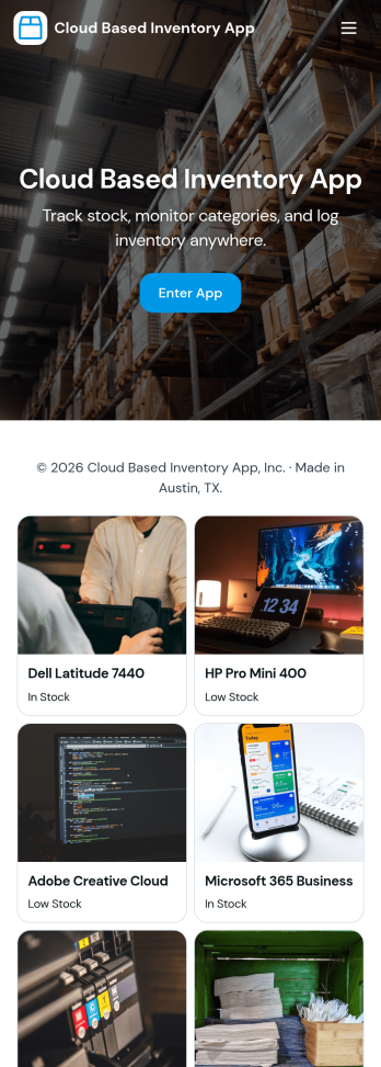 Cloud Based Inventory App Template