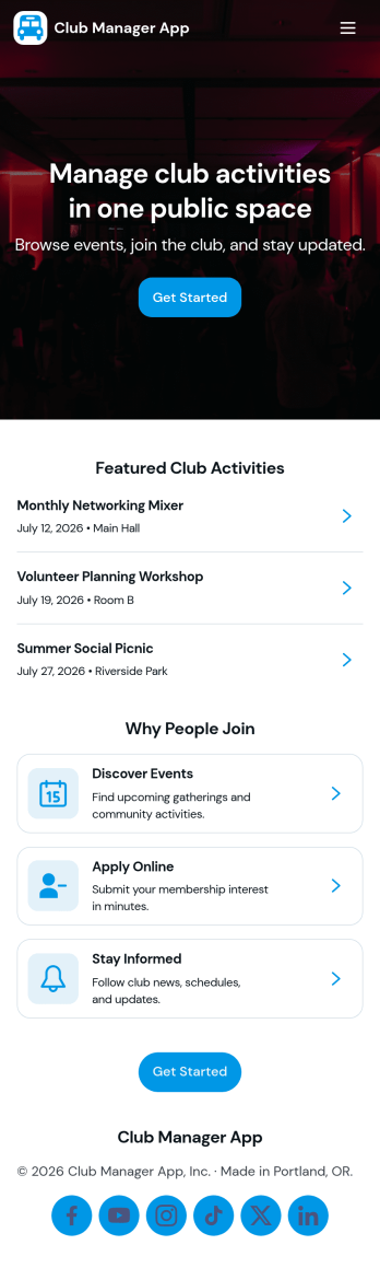 Club Manager App Template