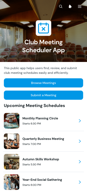 Club Meeting Scheduler App Template