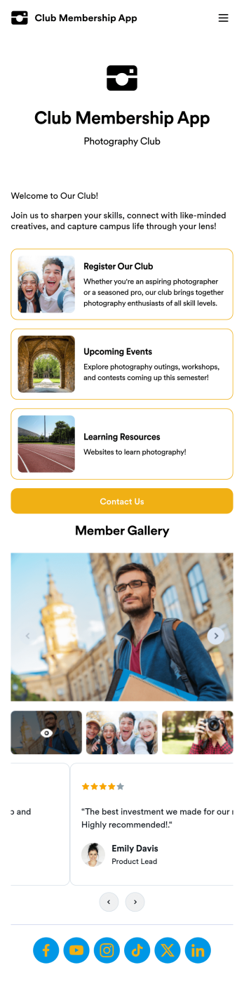 Custom Club Membership App