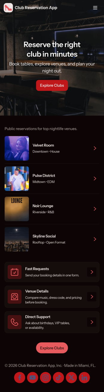 Club Reservation App Template