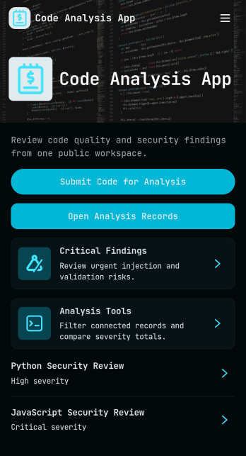 Code Analysis App Template