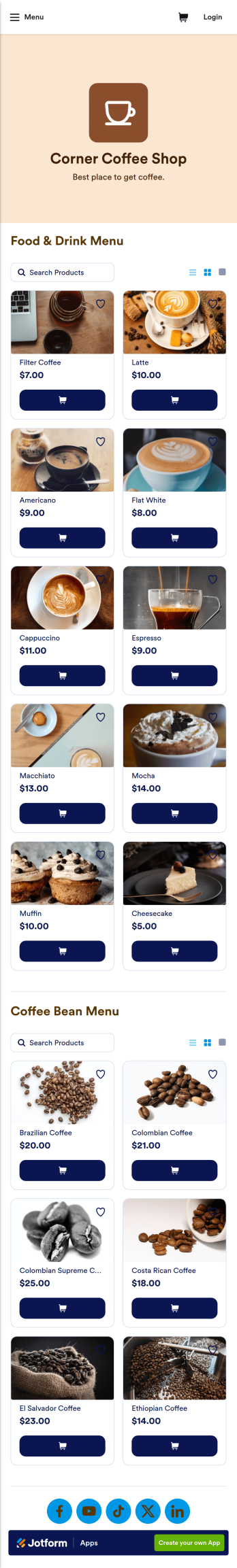 Customizable Coffee Shop App
