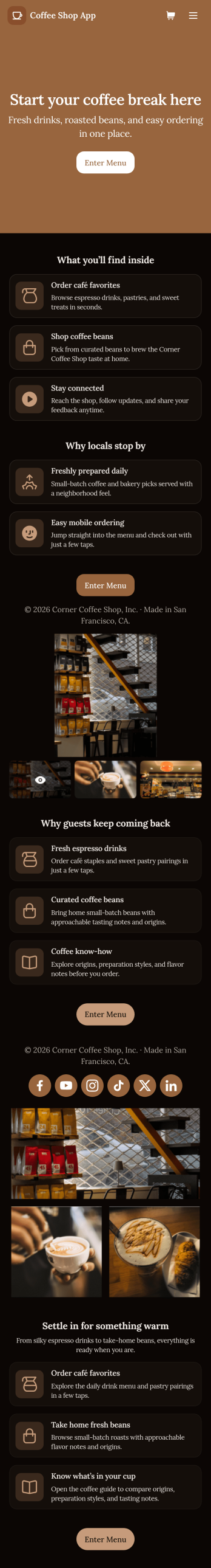 Customizable Coffee Shop App