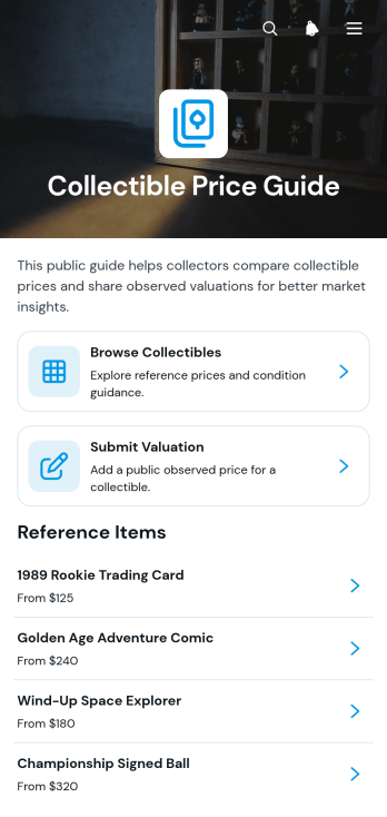 Collectible Price Guide App Template