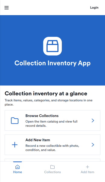 Collection Inventory App Template