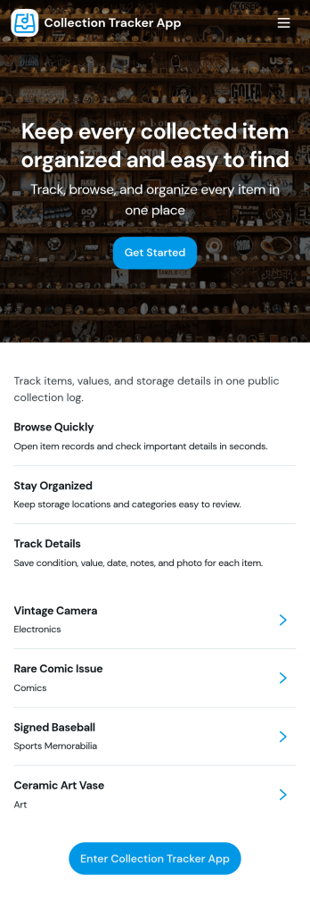 Collection Tracker App Template