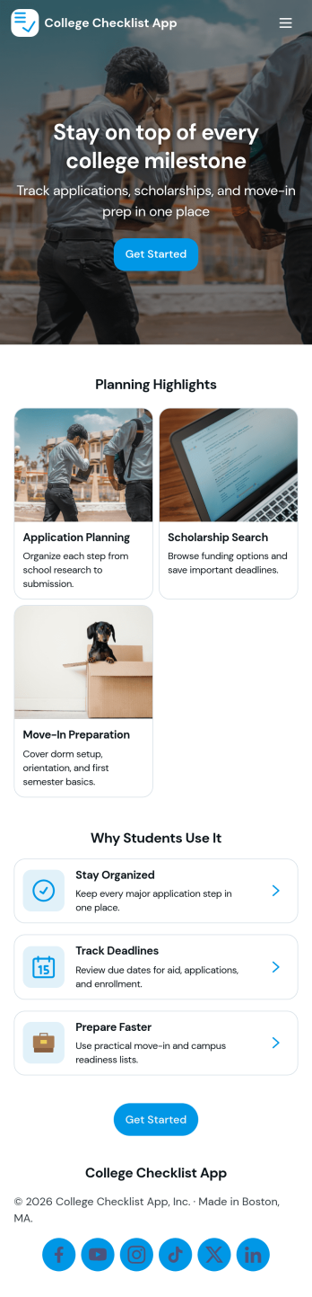 College Checklist App Template