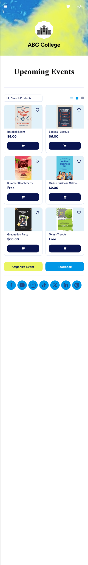 Custom College Events App