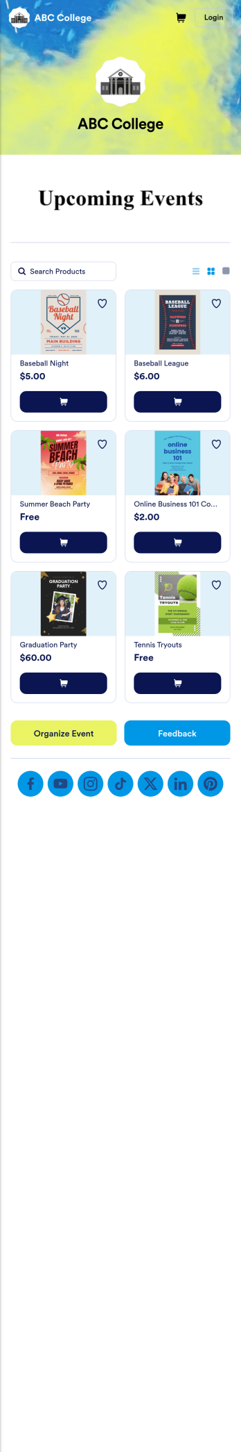 Custom College Events App
