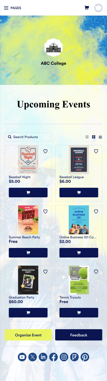 College Events App Template