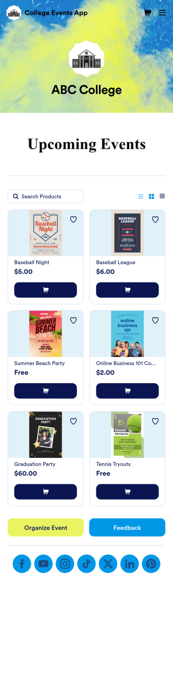 College Events App Template