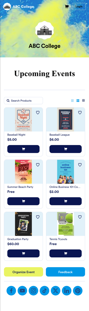College Events App Template