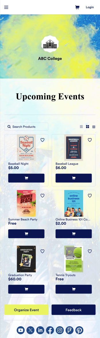 College Events App Template