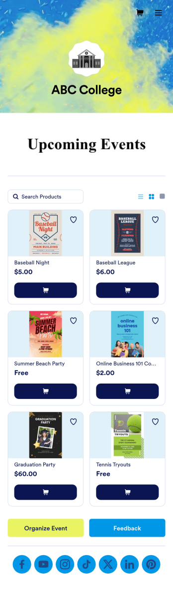 College Events App Template