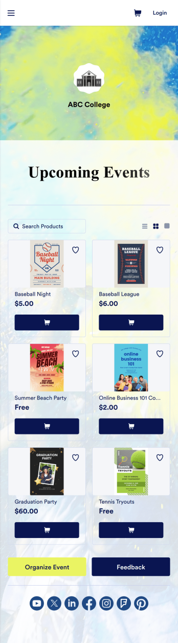College Events App Template