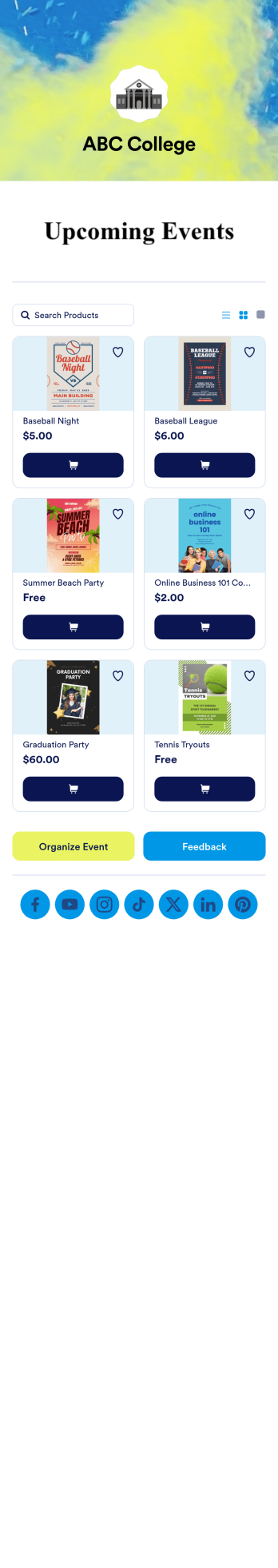 Custom College Events App