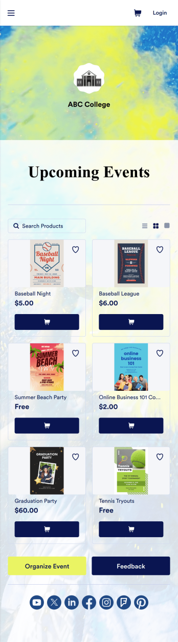 College Events App Template