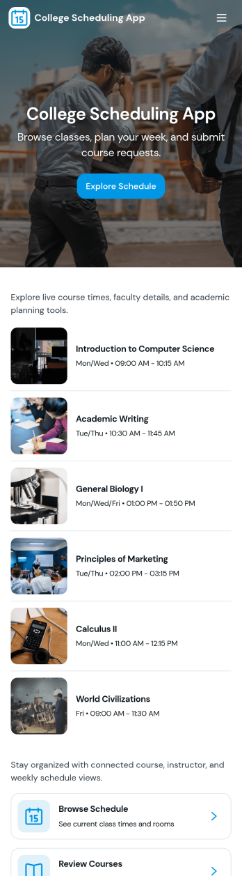 College Scheduling App Template