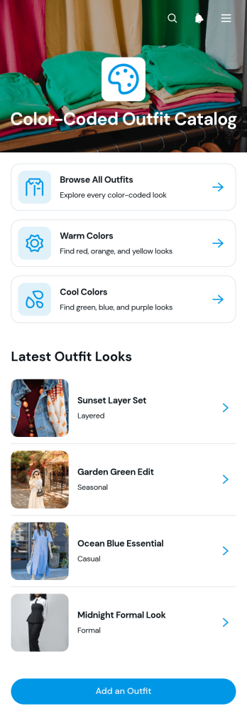 Color-Coded Outfit Catalog App Template