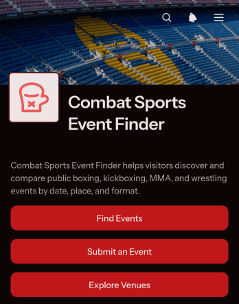Combat Sports Event Finder App Template