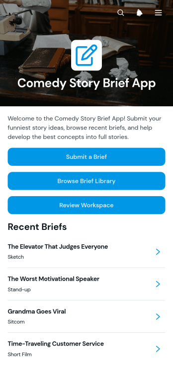 Comedy Story Brief App Template