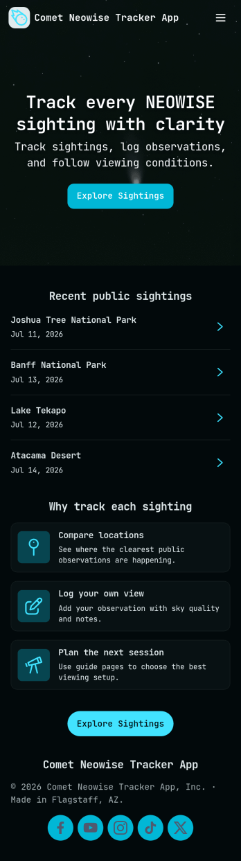 Comet Neowise Tracker App Template