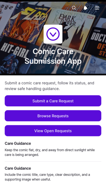 Comic Care Submission App Template