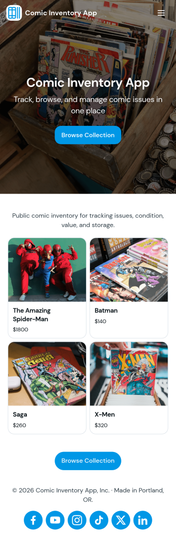 Comic Inventory App Template