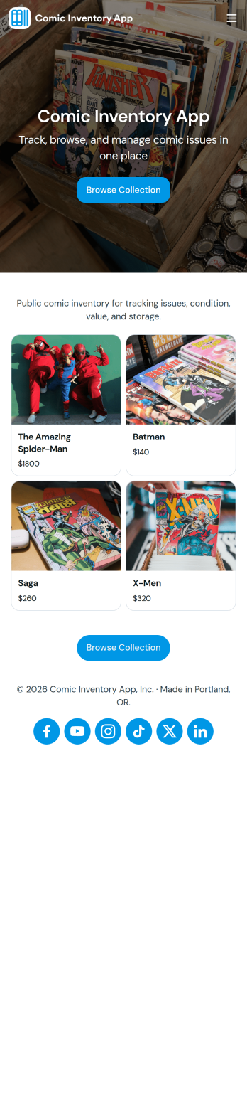 Comic Inventory App Template