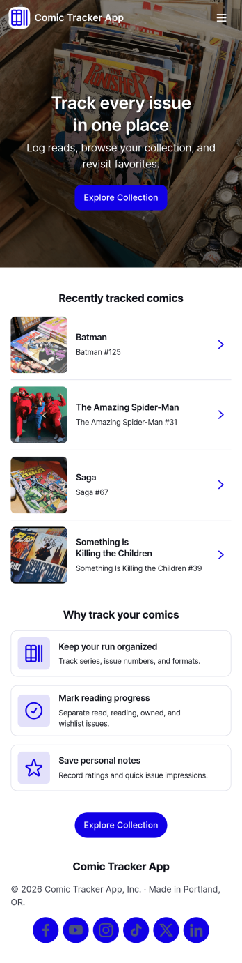 Comic Tracker App Template