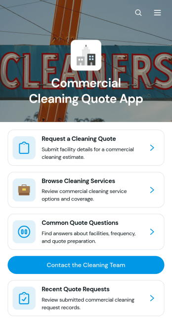 Commercial Cleaning Quote App Template