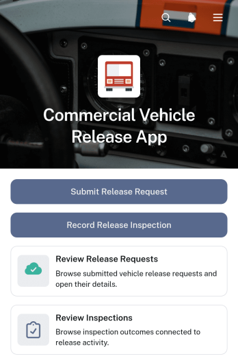 Commercial Vehicle Release App Template