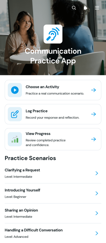 Communication Practice App Template