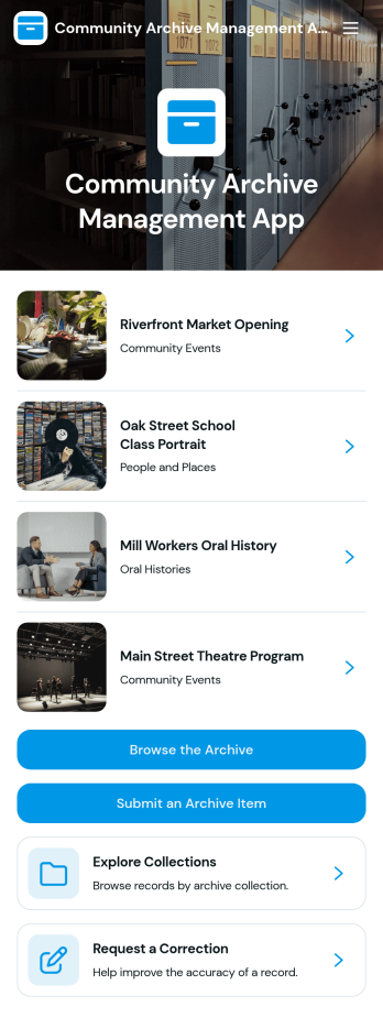 Community Archive Management App Template
