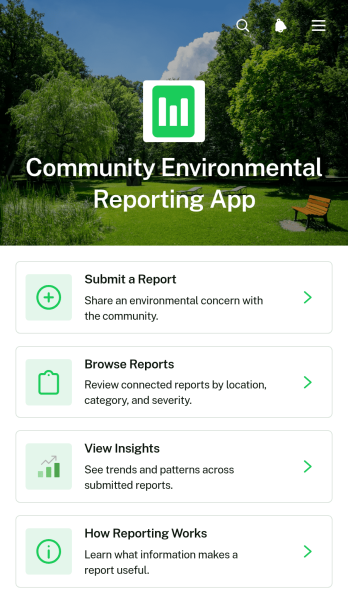 Community Environmental Reporting App Template