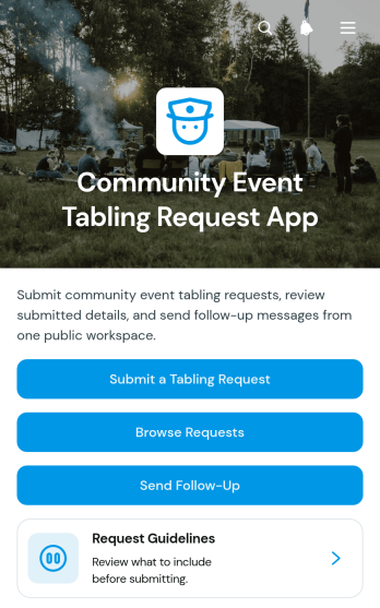 Community Event Tabling Request App Template